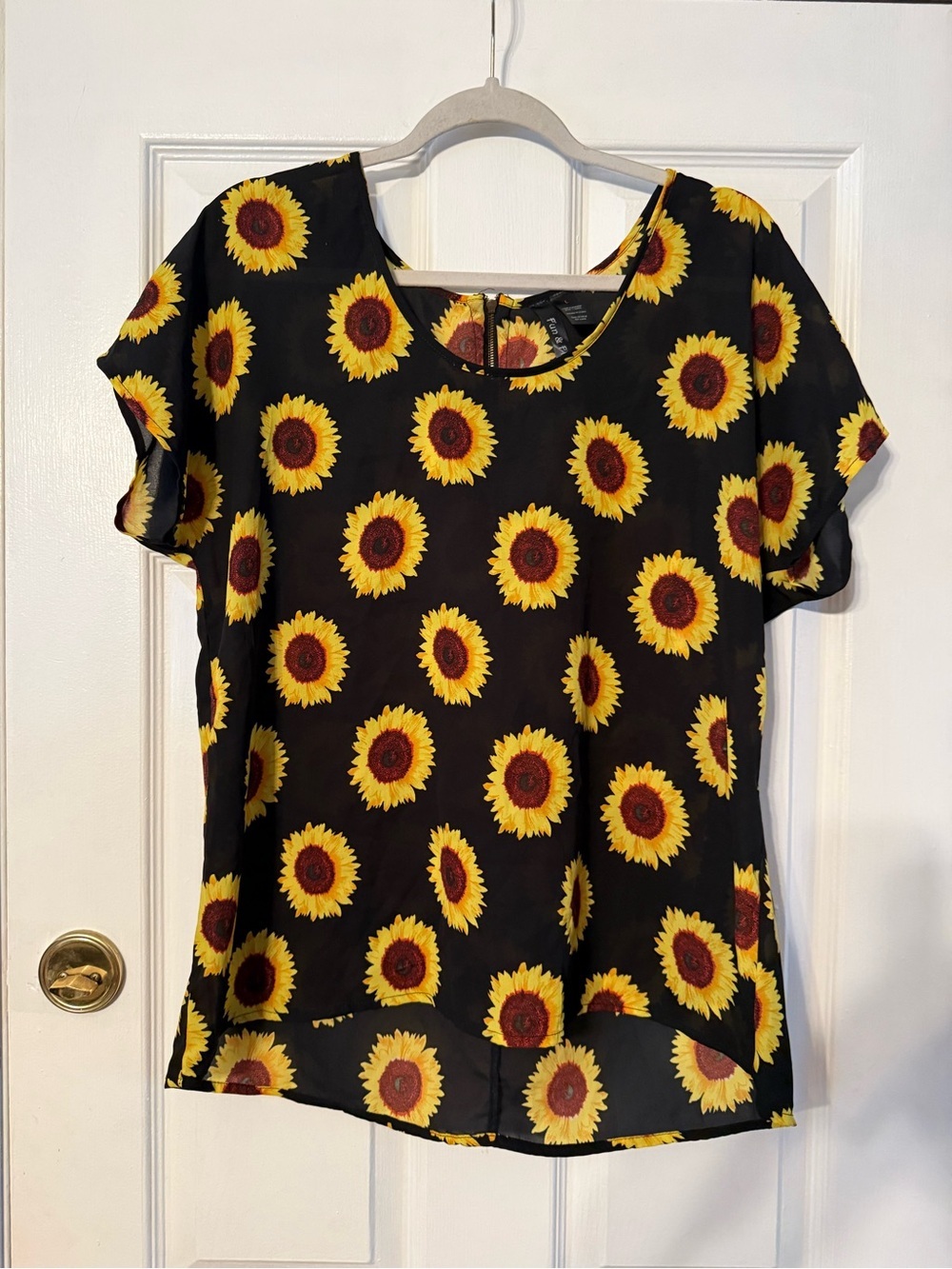 Fun & Flirt Black Sunflower Print Blouse